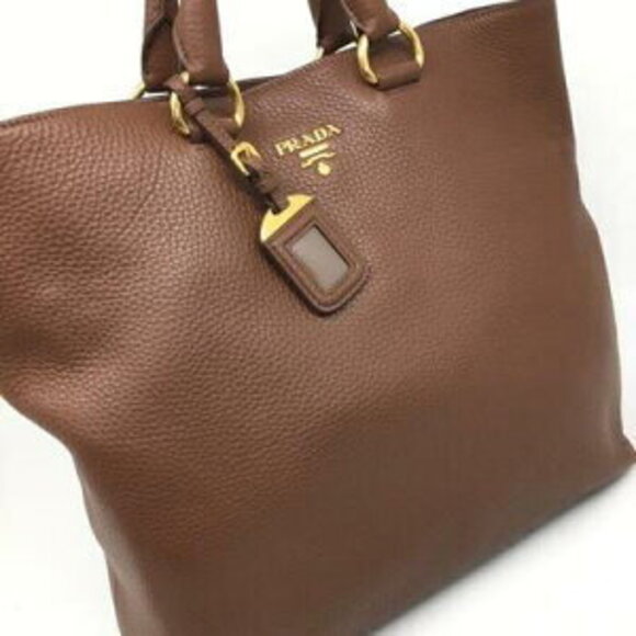 Prada Leather Tote Bag Shoulder Brown Aichi - Picture 3 of 8